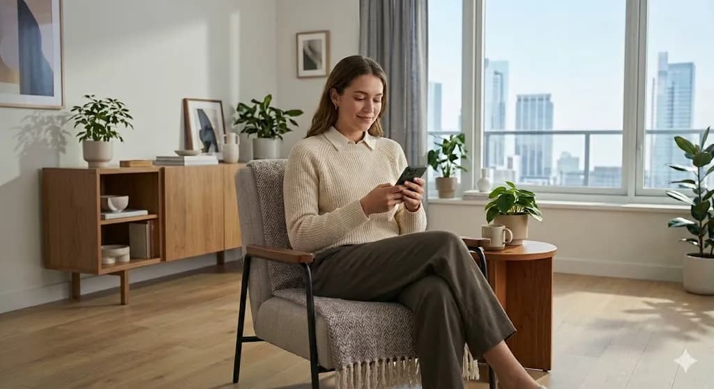 Paciente gestionando su salud con tranquilidad